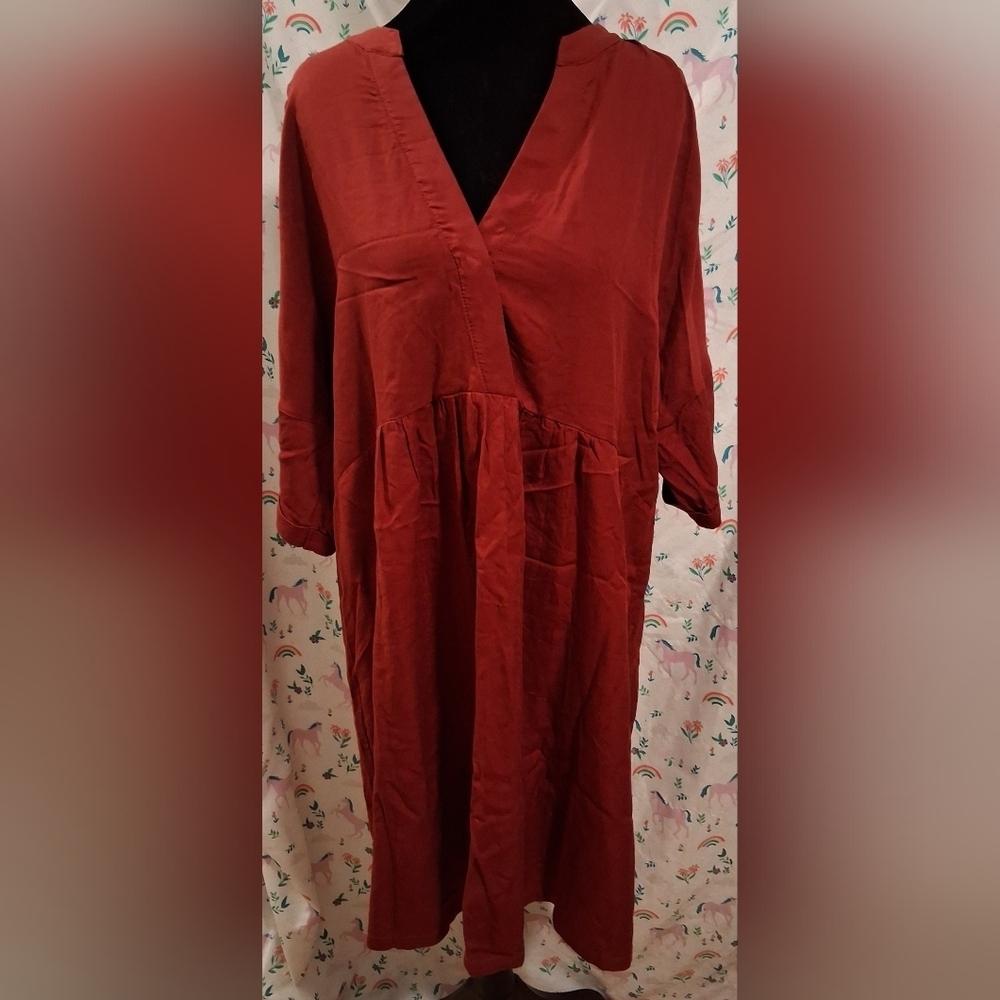 EUC Madewell Burgundy Soft Business Casual Everyday Bell Sleeve Maxi Dress SZ XL